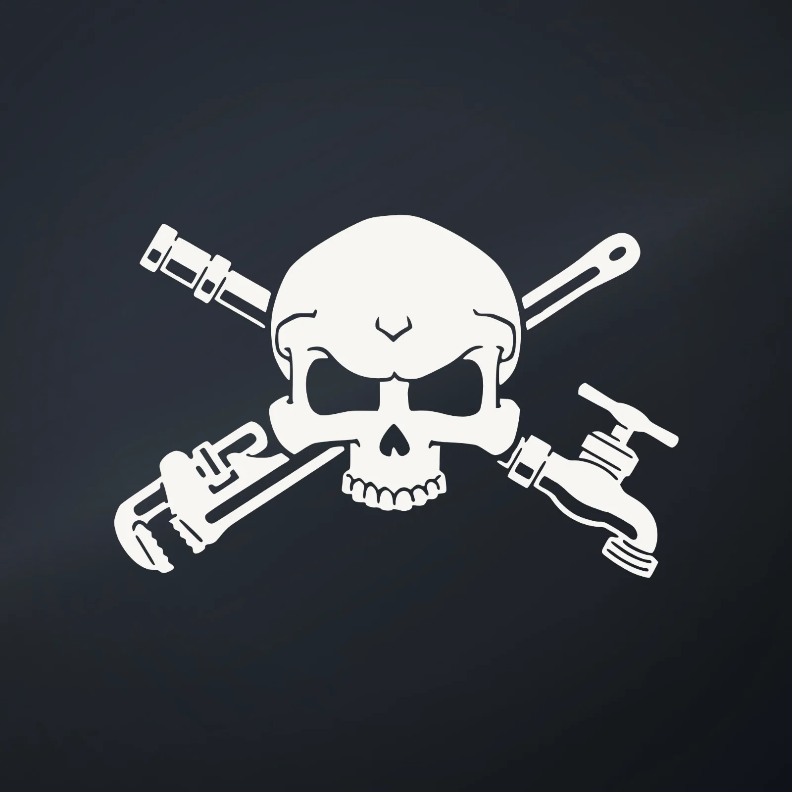 Ranger Pro Plumber Skull and Pipe Wrench Decal